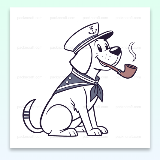 Illustration d'un chien marin joyeux, parfaite pour DIY et papeterie.