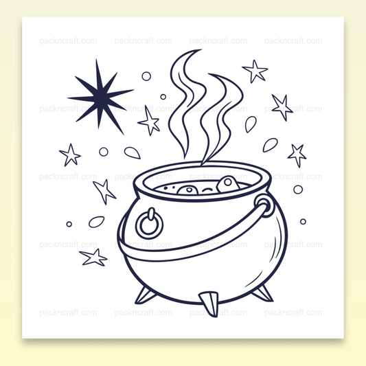 Illustration d'un chaudron magique fumant en SVG pour Halloween, parfait pour DIY et déco.