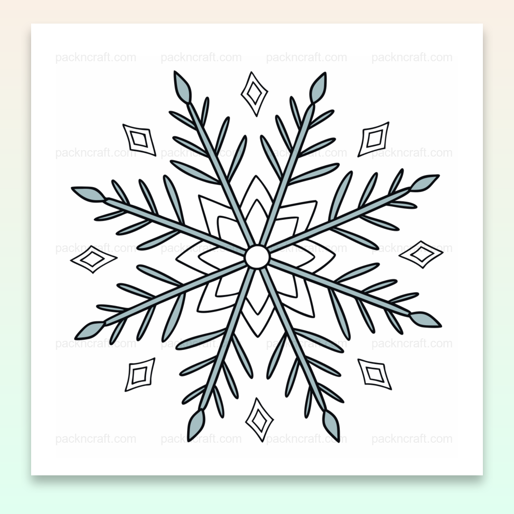 Illustration de flocon géométrique élégant en style SVG, idéale pour déco hivernale.