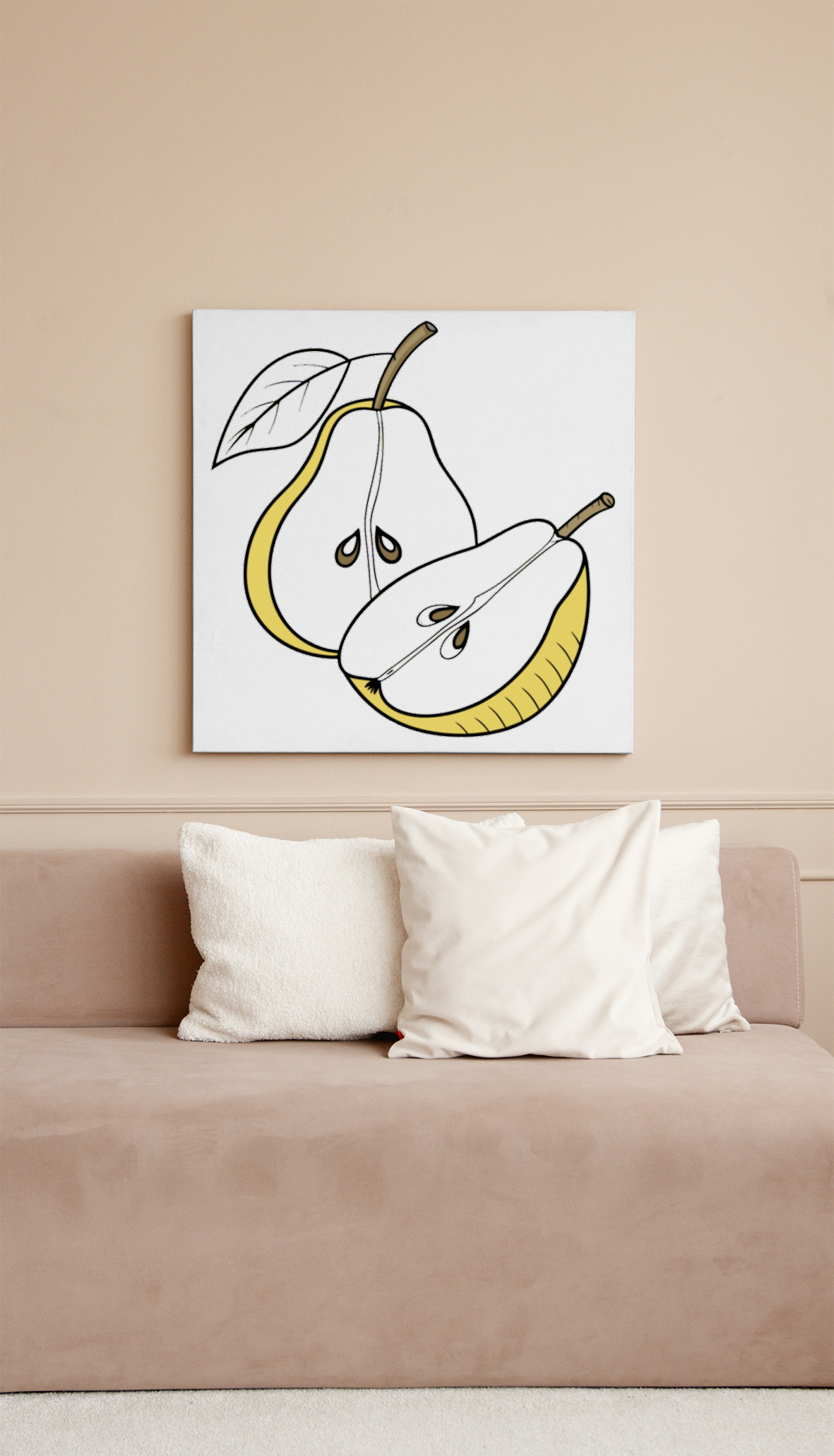 Cadre orné de poires joyeuses, style vectoriel délicat, thème fruité vibrant