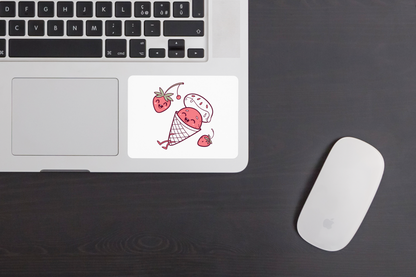 Sticker décoratif avec une fraise kawaii joyeuse en cornet de glaceangleterre