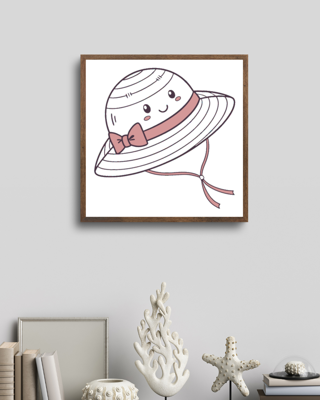 Cadre avec design coloré illustrant un chapeau joyeux pour un décor estival vibrant