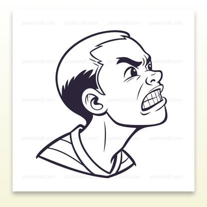 Visage fâché expressif en style minimaliste pour divers projets créatifs.