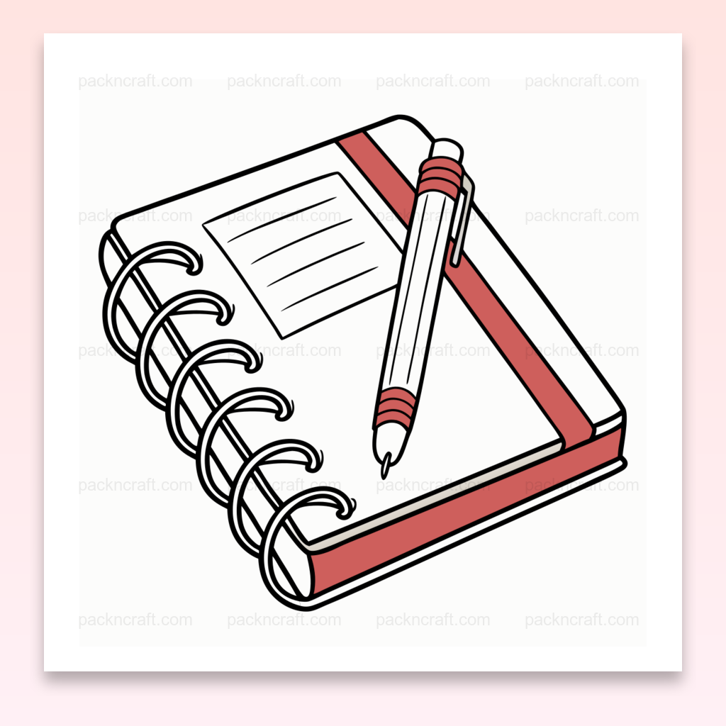 Illustration de cahier et stylo minimaliste pour projets créatifs et éducatifs
