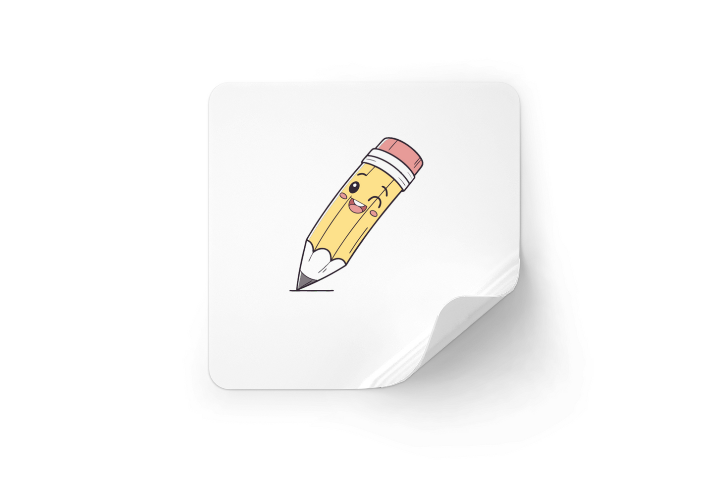 Sticker avec crayon joyeux et coloré, idéal pour élèves créatifs