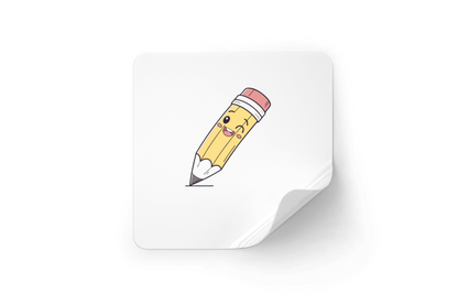 Sticker avec crayon joyeux et coloré, idéal pour élèves créatifs