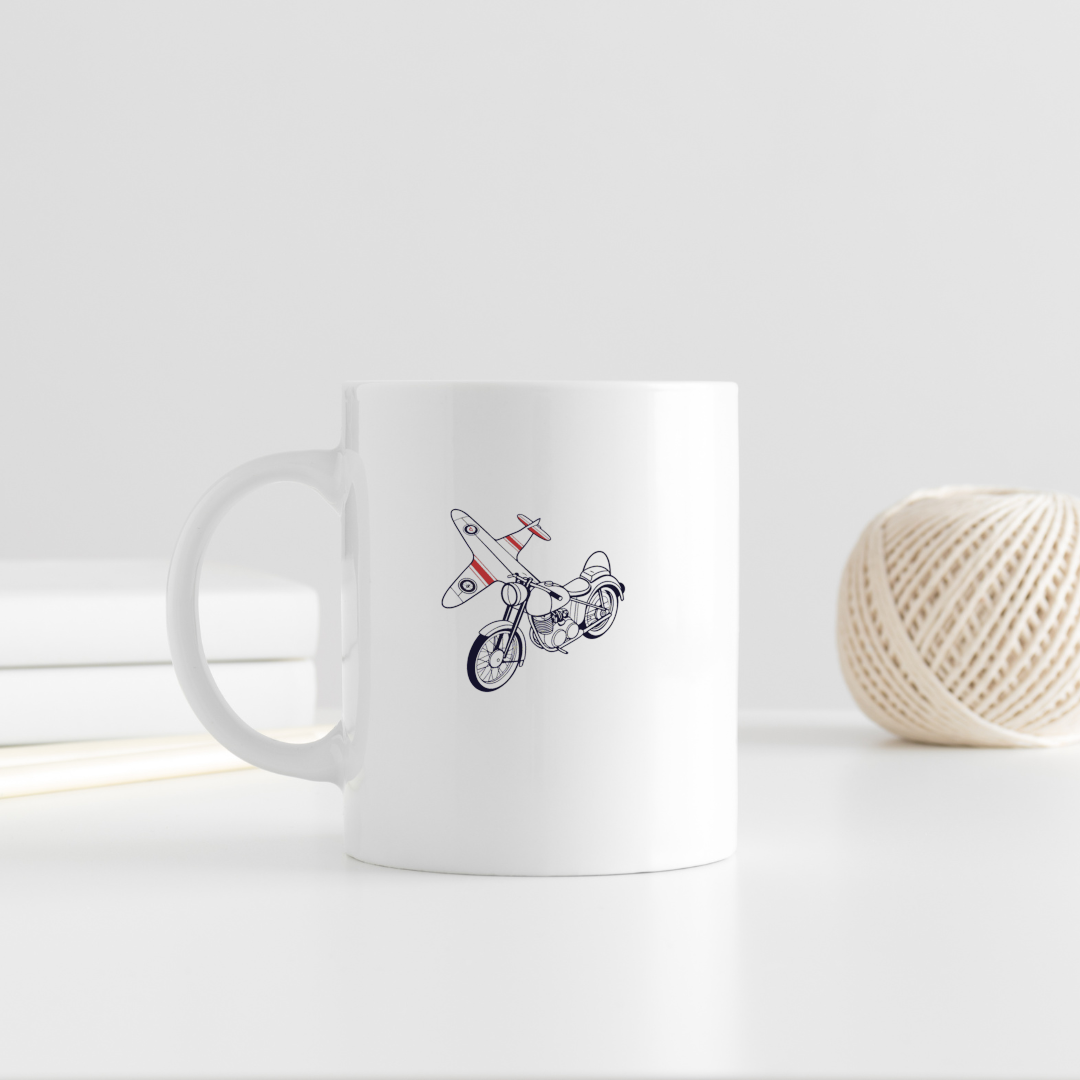 Illustration rétro sur mug Douglas Dragonfly 1955.