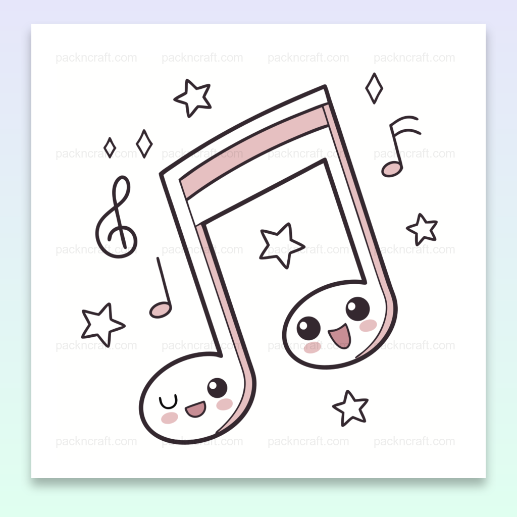 Note de musique kawaii joyeuse, parfaite pour projets DIY