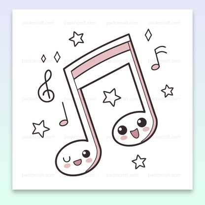 Note de musique kawaii joyeuse, parfaite pour projets DIY