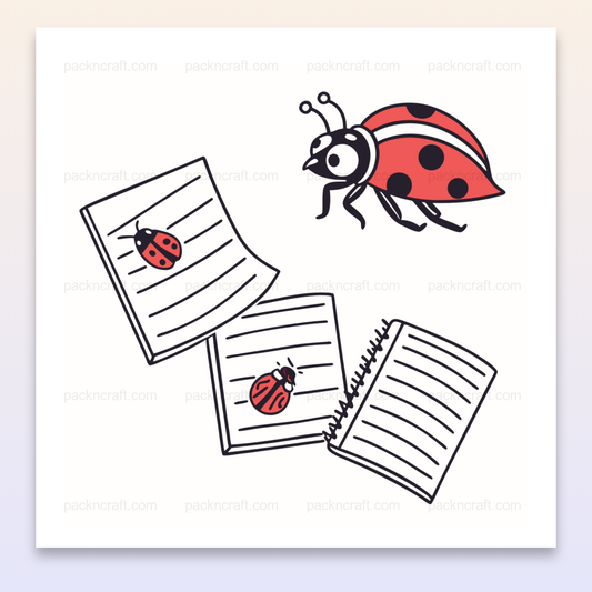 Illustration de coccinelle studieuse en SVG, idéale pour projets éducatifs et décoratifs