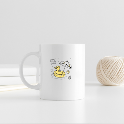 Mug avec design cartoon d'un canard relaxant en style estival dynamique