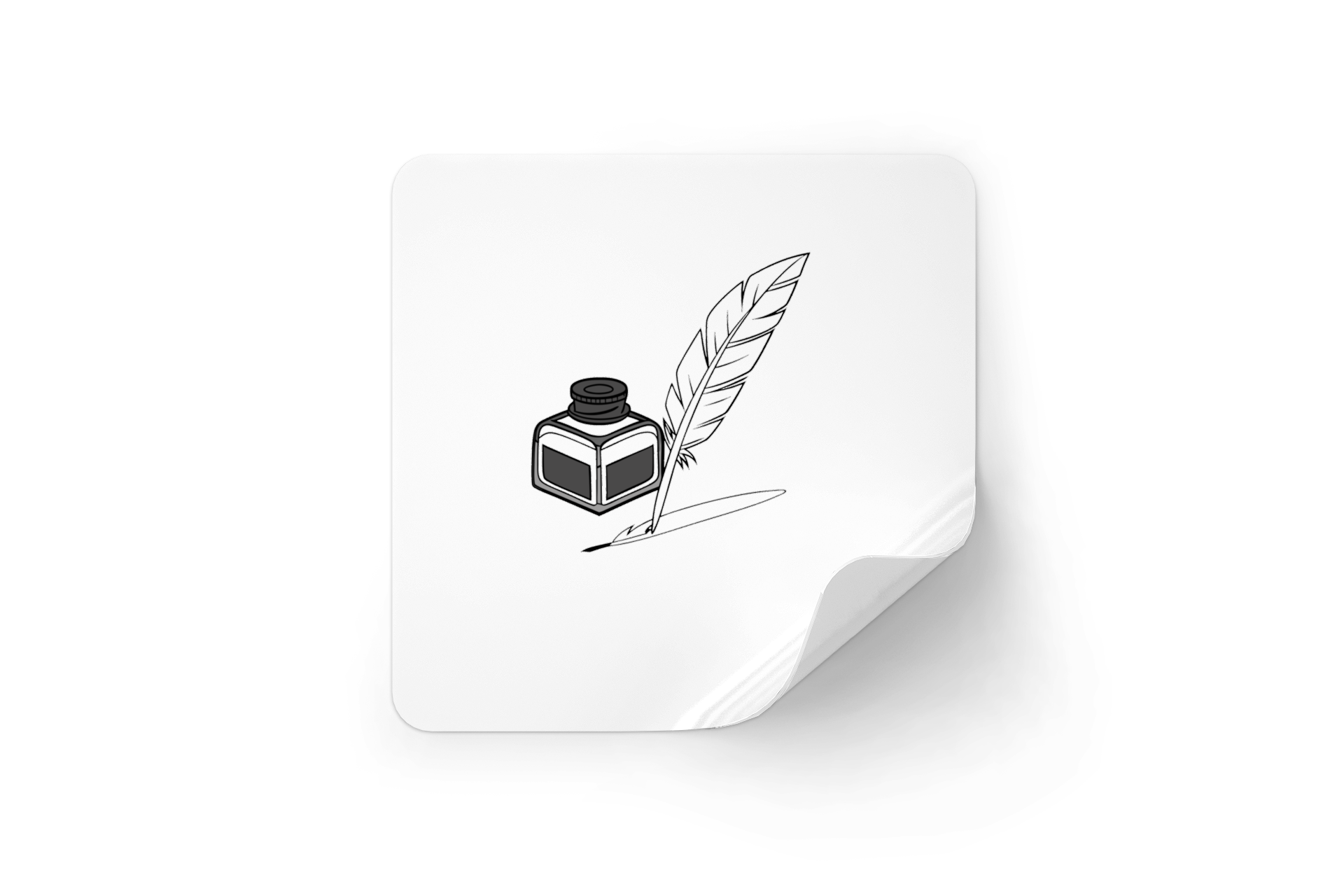 Sticker avec doodle encrier et plume, ambiance scolaire élégante et minimaliste