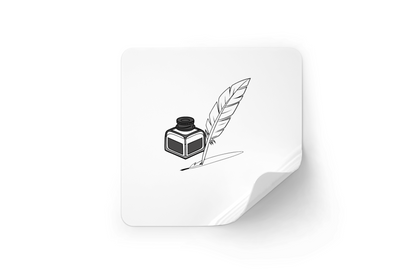 Sticker avec doodle encrier et plume, ambiance scolaire élégante et minimaliste