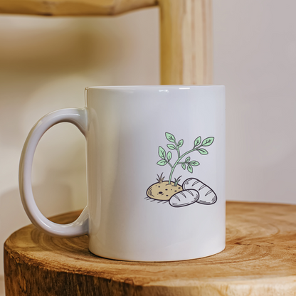 Mug avec illustration de nature calme et jeune pousse en croissance