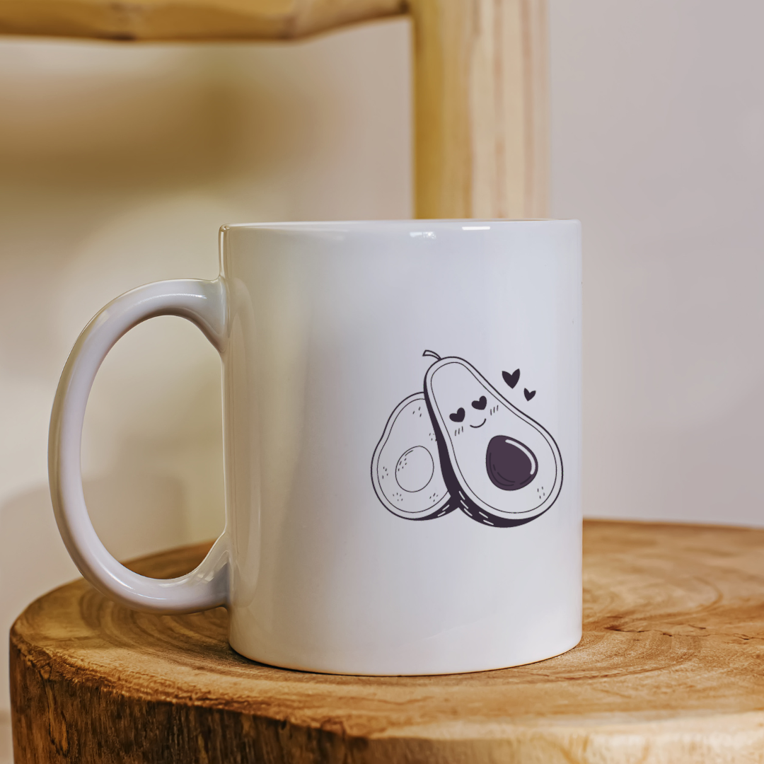 Mug décoré d'un avocat monochrome avec un design frais et original