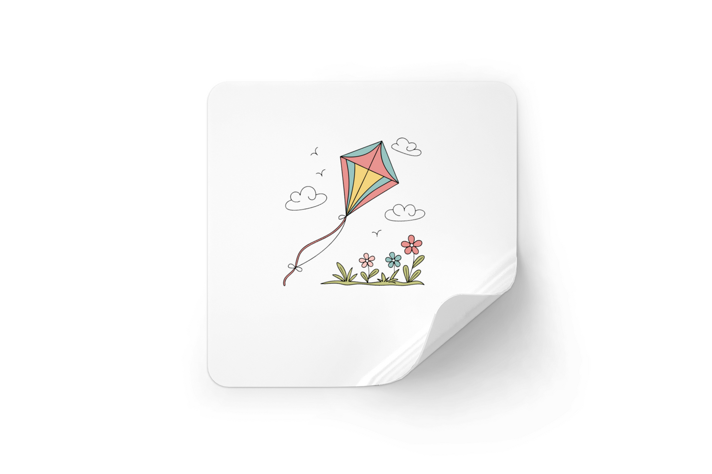 Sticker avec un doodle de cerf-volant joyeux pour un thème printemps outdoor