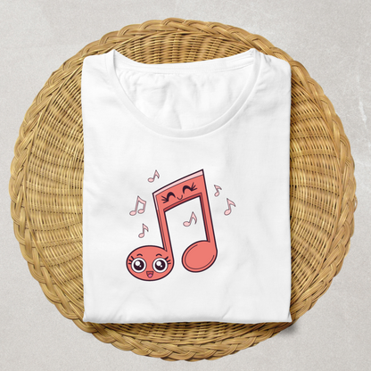 T-shirt moderne avec note de musique joyeuse aux lignes doodle vibrantes