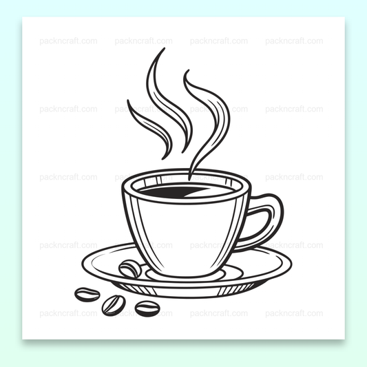Illustration minimaliste de tasse de café avec vapeur, idéale pour déco et papeterie.