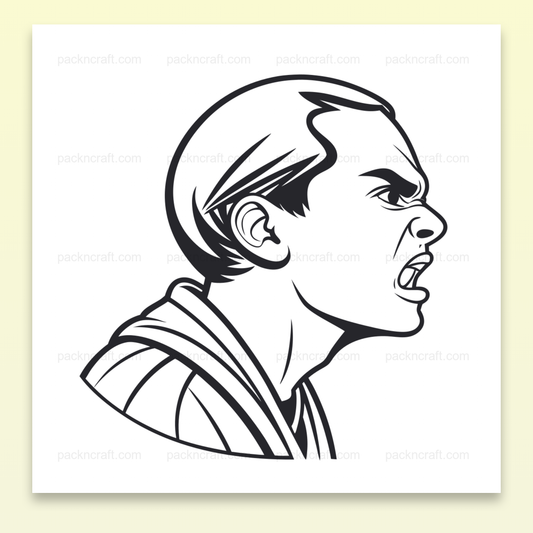 Illustration monochrome d'un jeune homme en colère pour projets artistiques et éducatifs