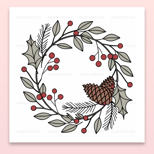Couronne de Noël en style SVG pastel pour décorations festives et projets DIY