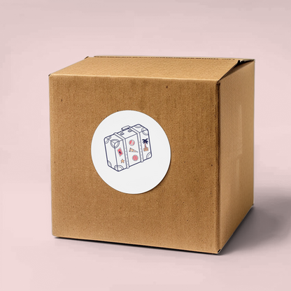 Sticker au design minimaliste présentant une icône évoquant le thème du voyage
