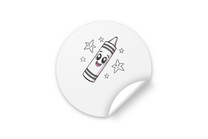 Sticker décoratif Crayon Souriant avec étoiles, style cartoon, ambiance enfantine