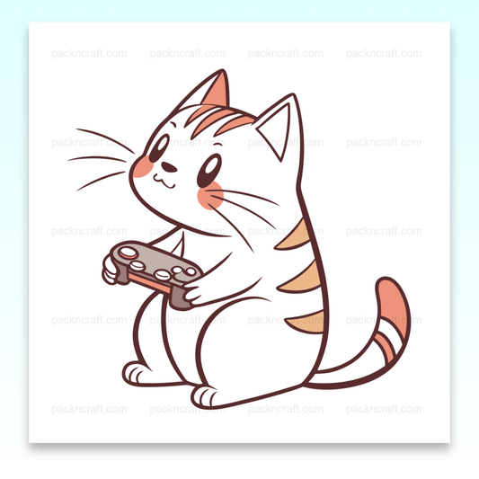 Illustration SVG d'un chat joueur kawaii, idéale pour DIY et papeterie.