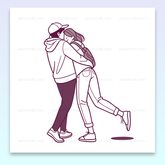 Dessin vectoriel d'un couple en embrassade, parfait pour papeterie et déco.