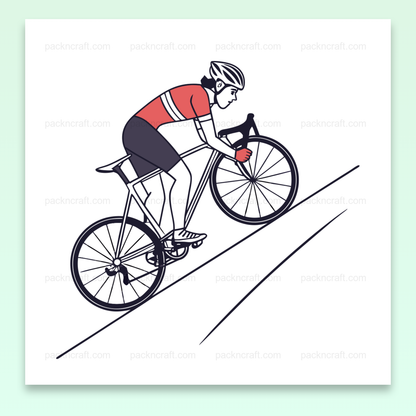 Illustration vectorielle d'un cycliste grimpant une pente, idéale pour projets sport ou déco.
