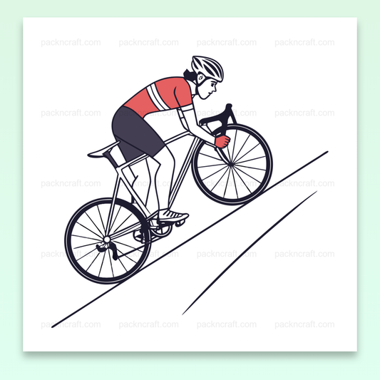 Illustration vectorielle d'un cycliste grimpant une pente, idéale pour projets sport ou déco.