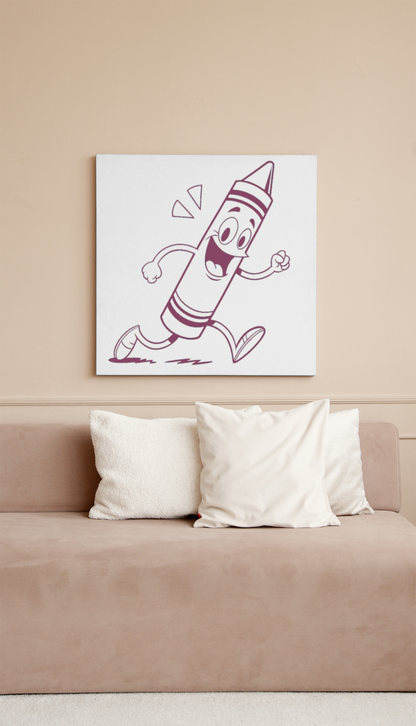 Cadre décoratif avec crayon souriant dynamique pour une touche vive à votre papeterie