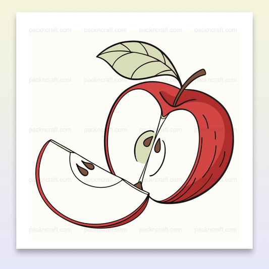 Illustration vectorielle de pomme tranchée en style minimaliste pour projets créatifs.