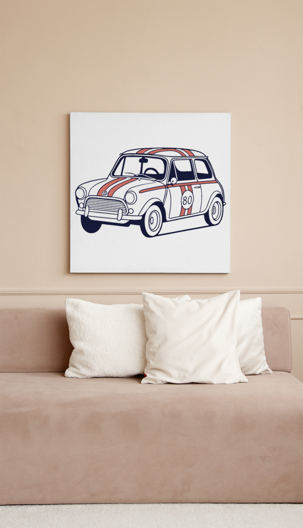 Mini Cooper ancienne encadrée, style d'époque