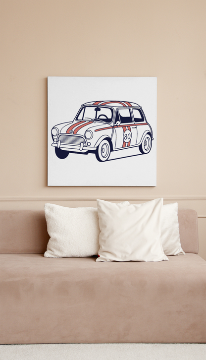 Mini Cooper ancienne encadrée, style d'époque