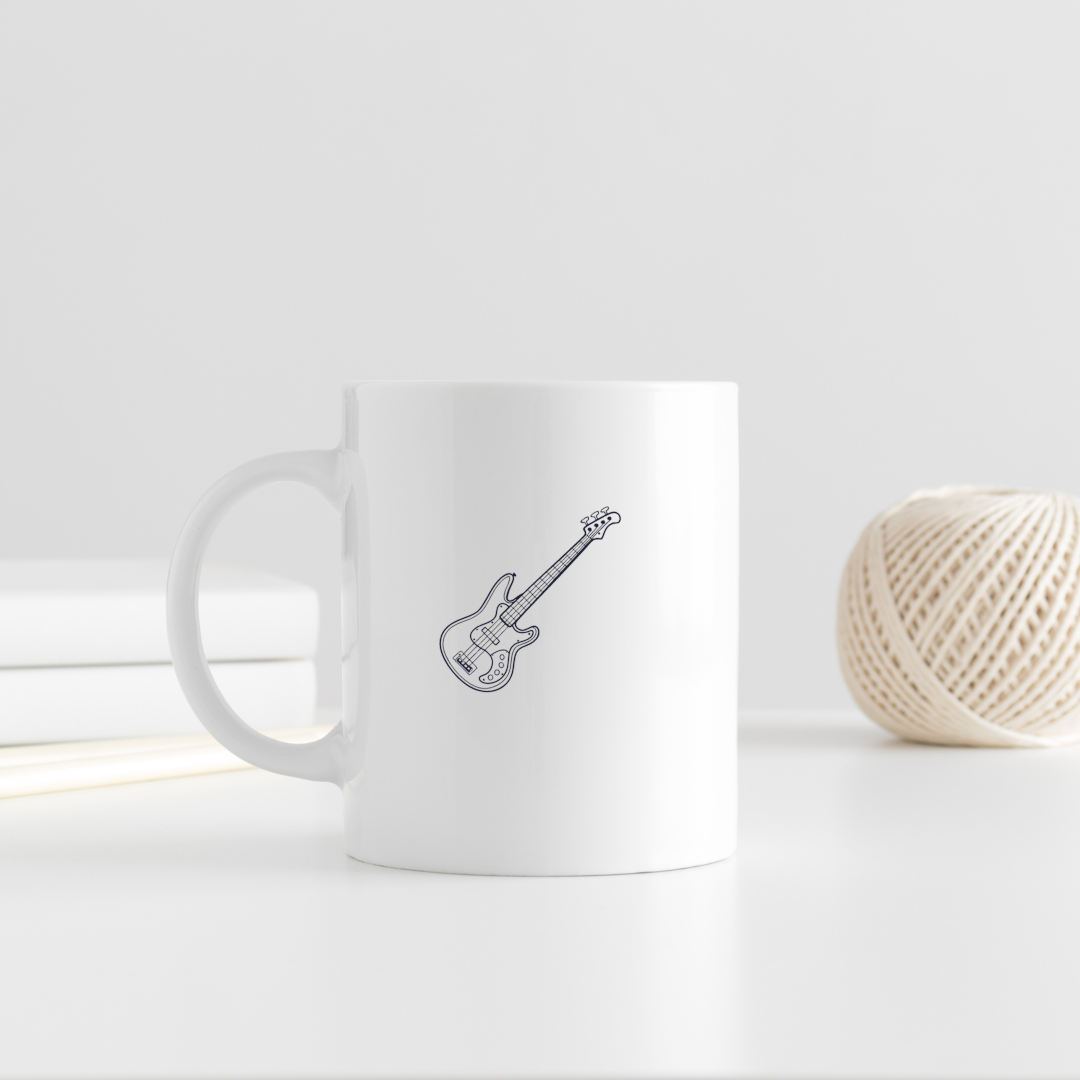 Guitare basse vintage sur mug élégant avec icône musicale personnalisée