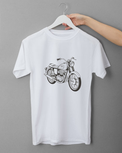 Illustration Triumph Bonneville sur t-shirt, rétro et unique.