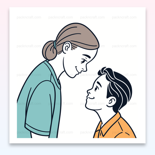 Illustration émotionnelle mère et enfant, parfaite pour décoration et projets éducatifs.