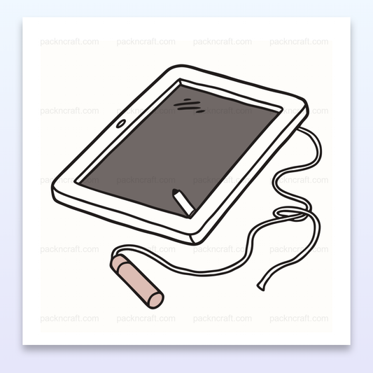 Illustration d'une tablette de dessin en action, style doodle, usage éducatif et créatif.