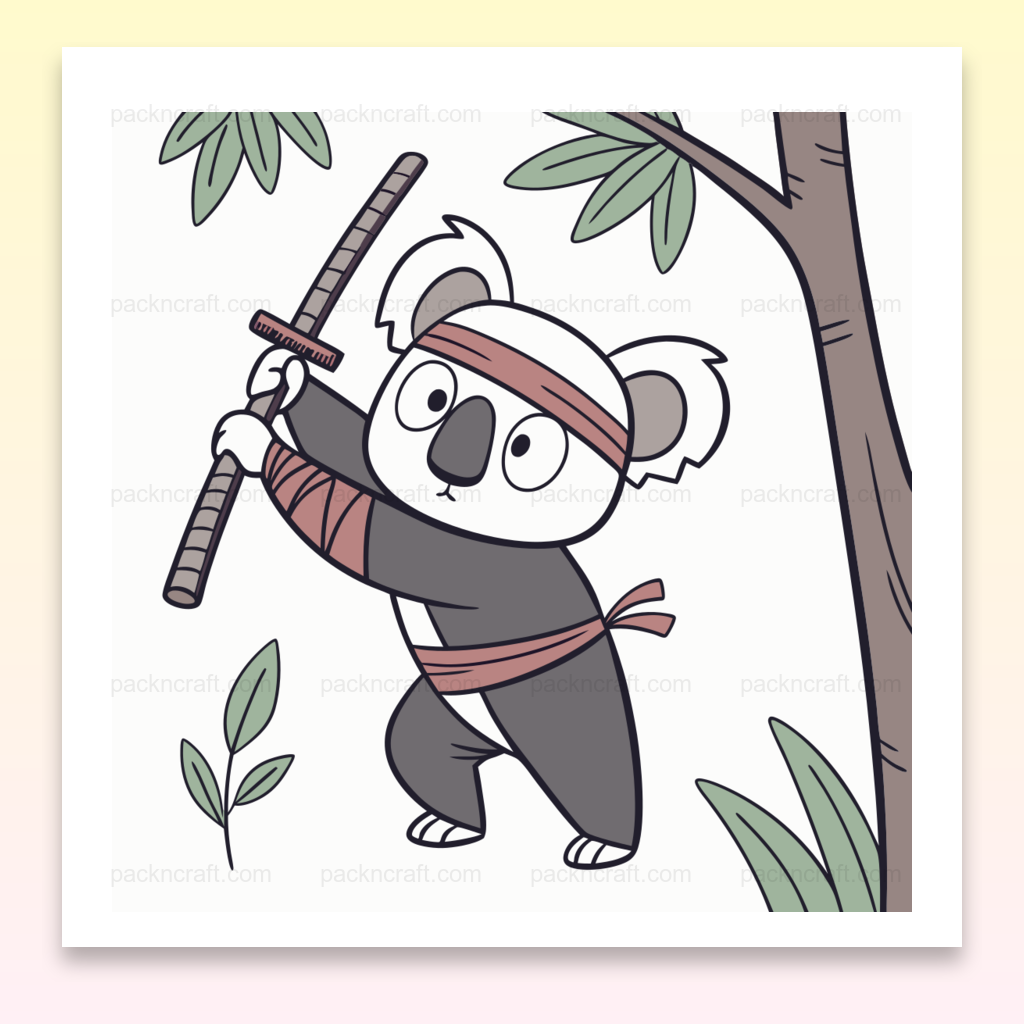 Illustration vectorielle de koala en ninja pour projets DIY