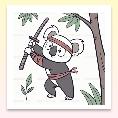 Illustration vectorielle de koala en ninja pour projets DIY