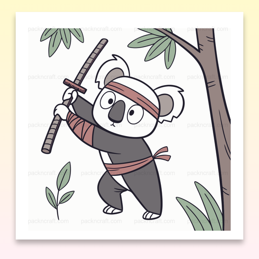 Illustration vectorielle de koala en ninja pour projets DIY