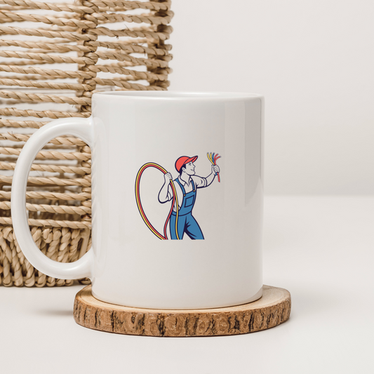 Électricien joyeux avec câbles | Style Vintage SVG | Illustrations DIY