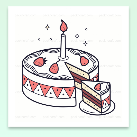Gâteau d'anniversaire avec fraises et bougie, idéal pour papeterie et DIY