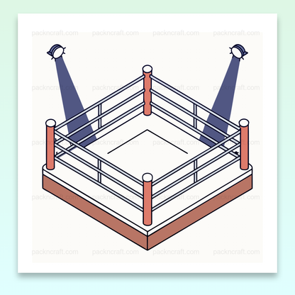 Illustration numérique d'un ring de boxe isométrique en style vectoriel, idéal pour déco sportive et créative.