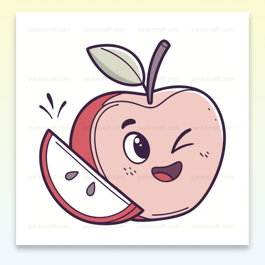 Pomme kawaii clignante souriante pour projets créatifs et décoratifs