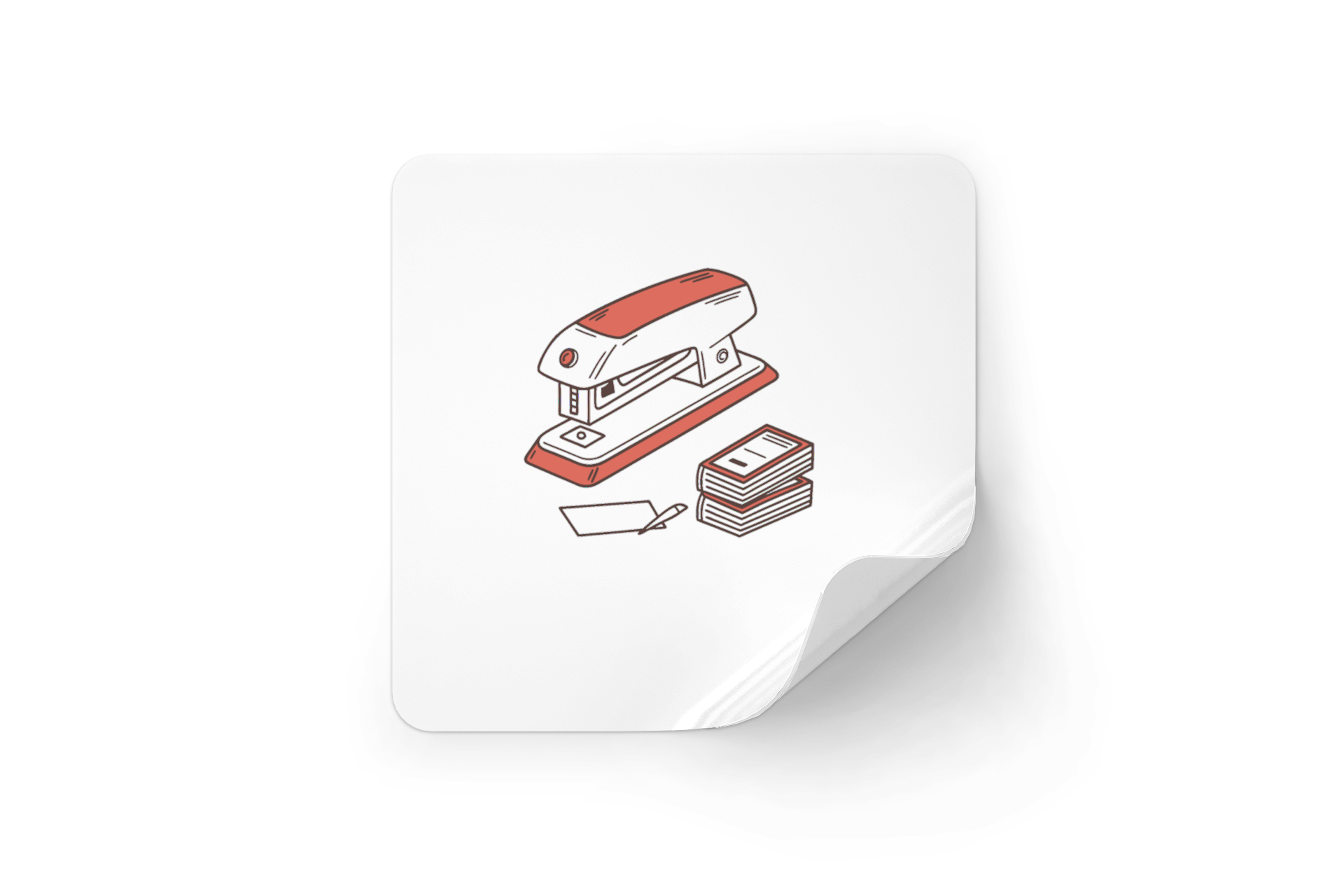 Sticker représentant une agrafeuse rétro animée dans un style Doodle ludique