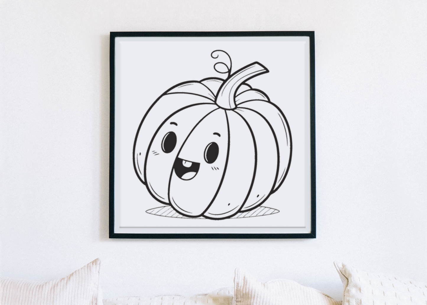 Cadre avec citrouille souriante en style cartoon festif pour Halloween