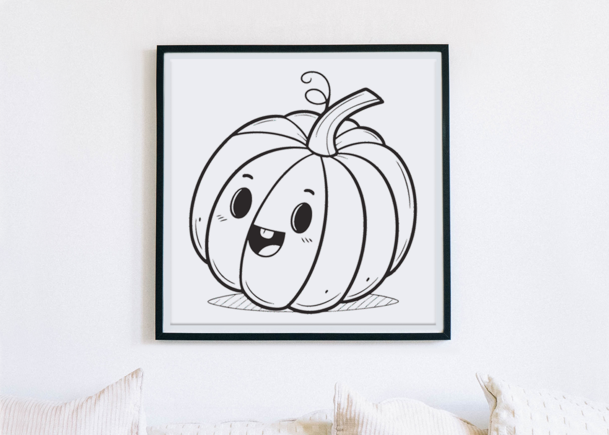 Cadre avec citrouille souriante en style cartoon festif pour Halloween