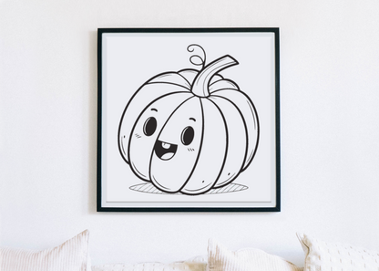 Cadre avec citrouille souriante en style cartoon festif pour Halloween