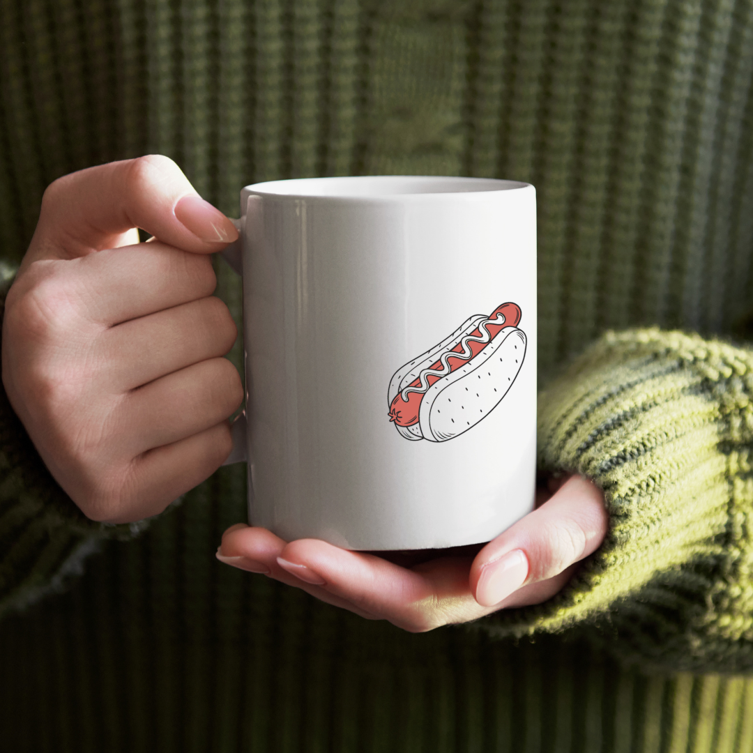 Mug avec motif de hot-dog amusant au style illustration flat